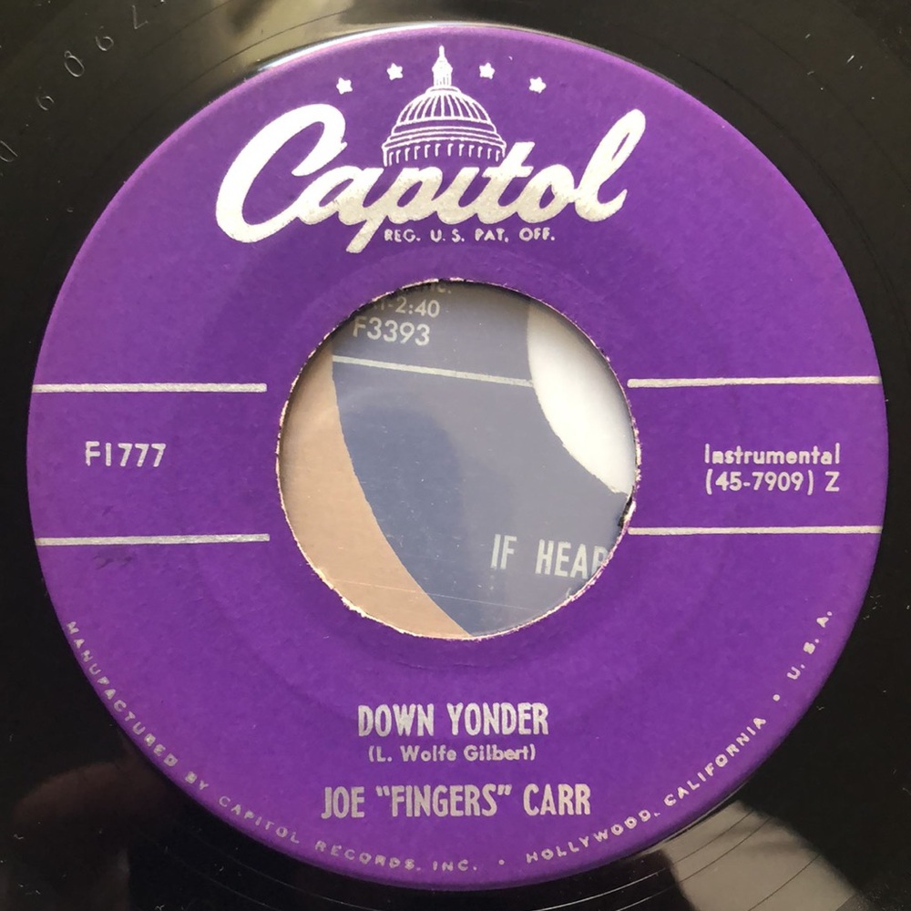 Joe "Fingers" Carr Down Yonder Vinyl 45 Record '51